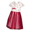 Kids Summer Chinese Style Cheongsam Dress Girls Hanfu Red Flower Princess Tutu Dress
