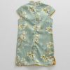 Girls Retro Magnolia Cheongsam Dress Chinese Style Green Summer Dress