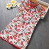 Girls Retro Flower Cat Cheongsam Dress Chinese Style Red Summer Dress