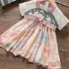 Summer Hanfu Girls' Dresses Chinese Style Pink Flower Princess Dress